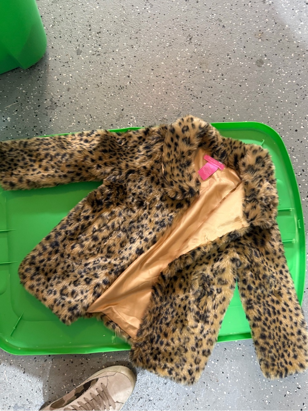 Girls' Leopard Print Faux Fur Coat - Brown